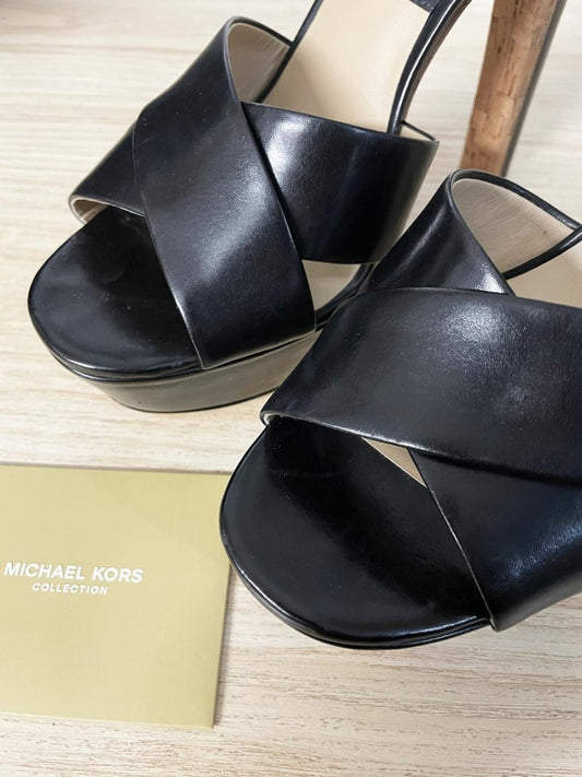 nwt michael kors leather addy leather platform heeled sandals - good market thrift store