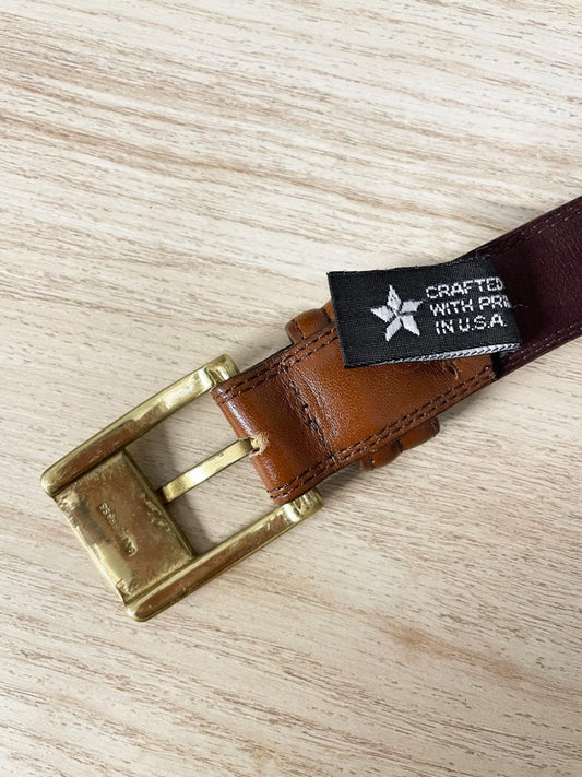 brighton cognac leather belt with brass buckle | made in USA - good market thrift store