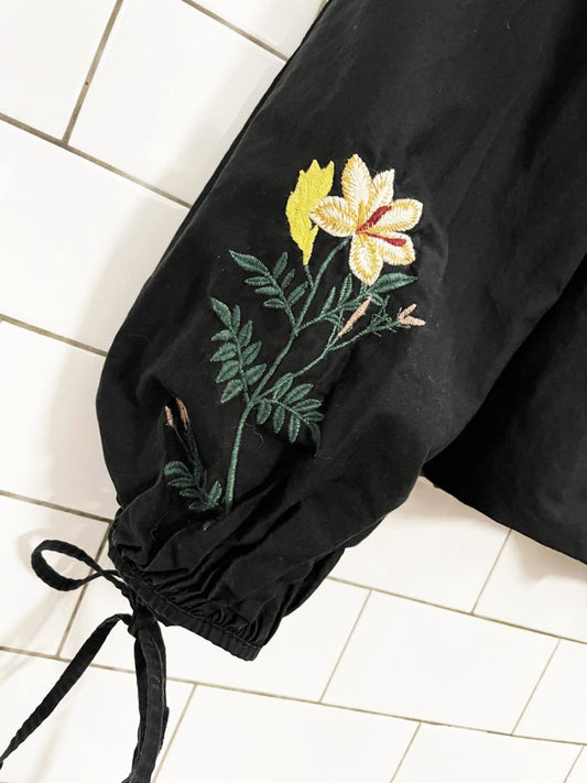 zara boho embroidered balloon sleeve prairie blouse - good market thrift store