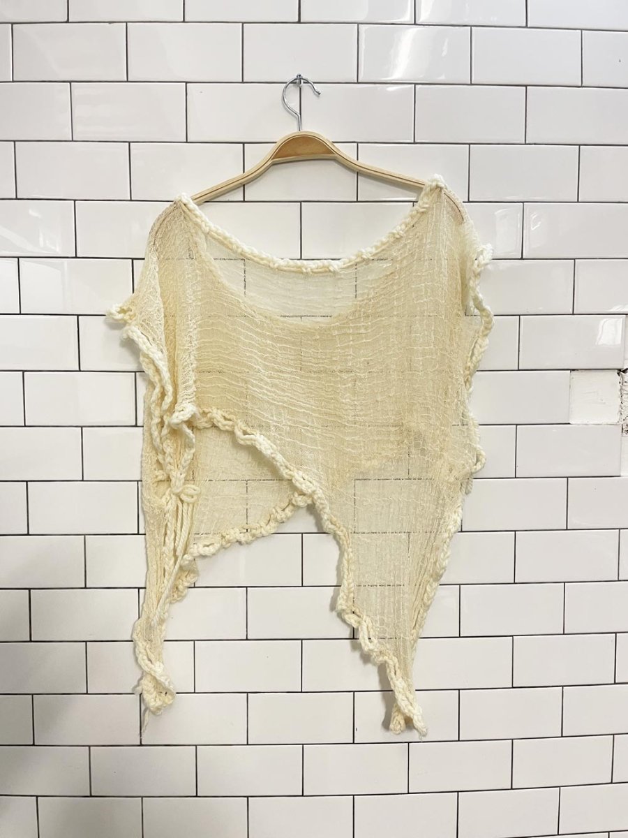 boho artsy rave festival web knit shawl shrug - good market thrift store