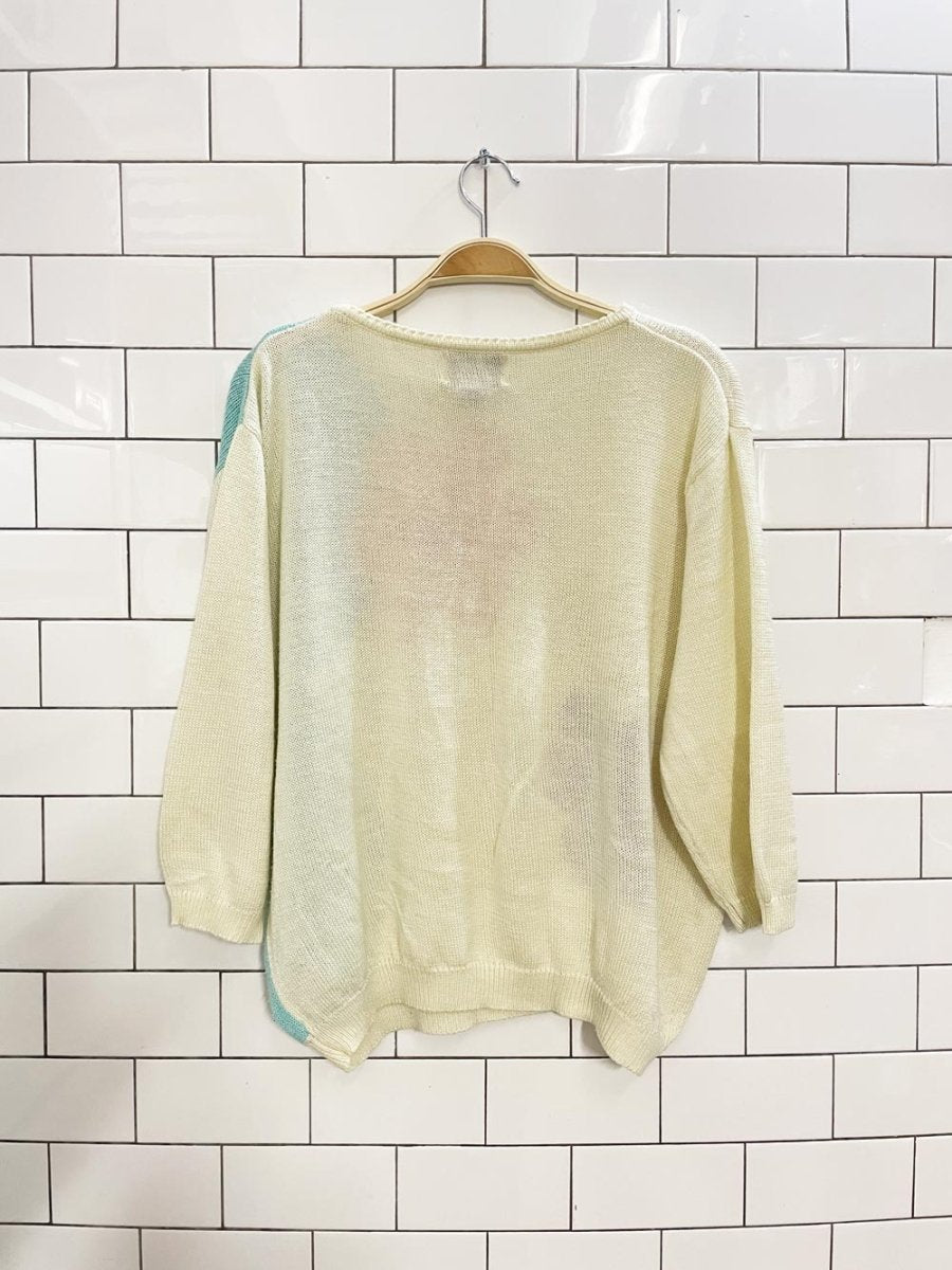vintage lady devon pastel flower power knit crew - good market thrift store