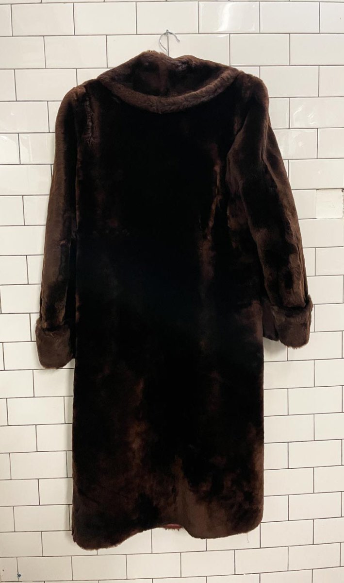vintage faux fur long brown coat - good market thrift store
