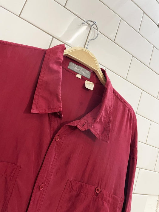 vintage 00s timothy e oversized silk shirt - good market thrift store