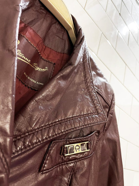 vintage 80s etienne aigner belted leather trench coat - good market thrift store