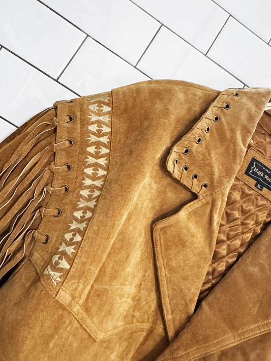 vintage high noon suede tassel trim rancher jacket | leather
