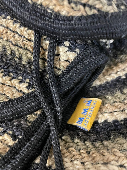 vintage 90s mmm artisans crochet jute backpack - good market thrift store