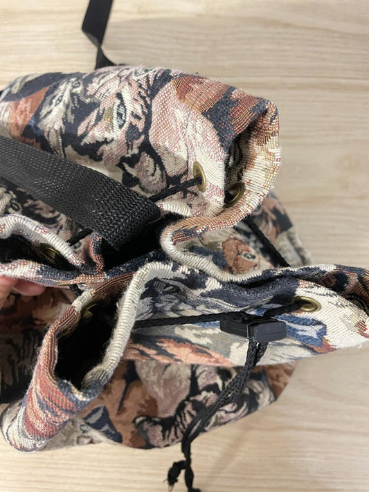 vintage cat tapestry sling backpack - good market thrift store