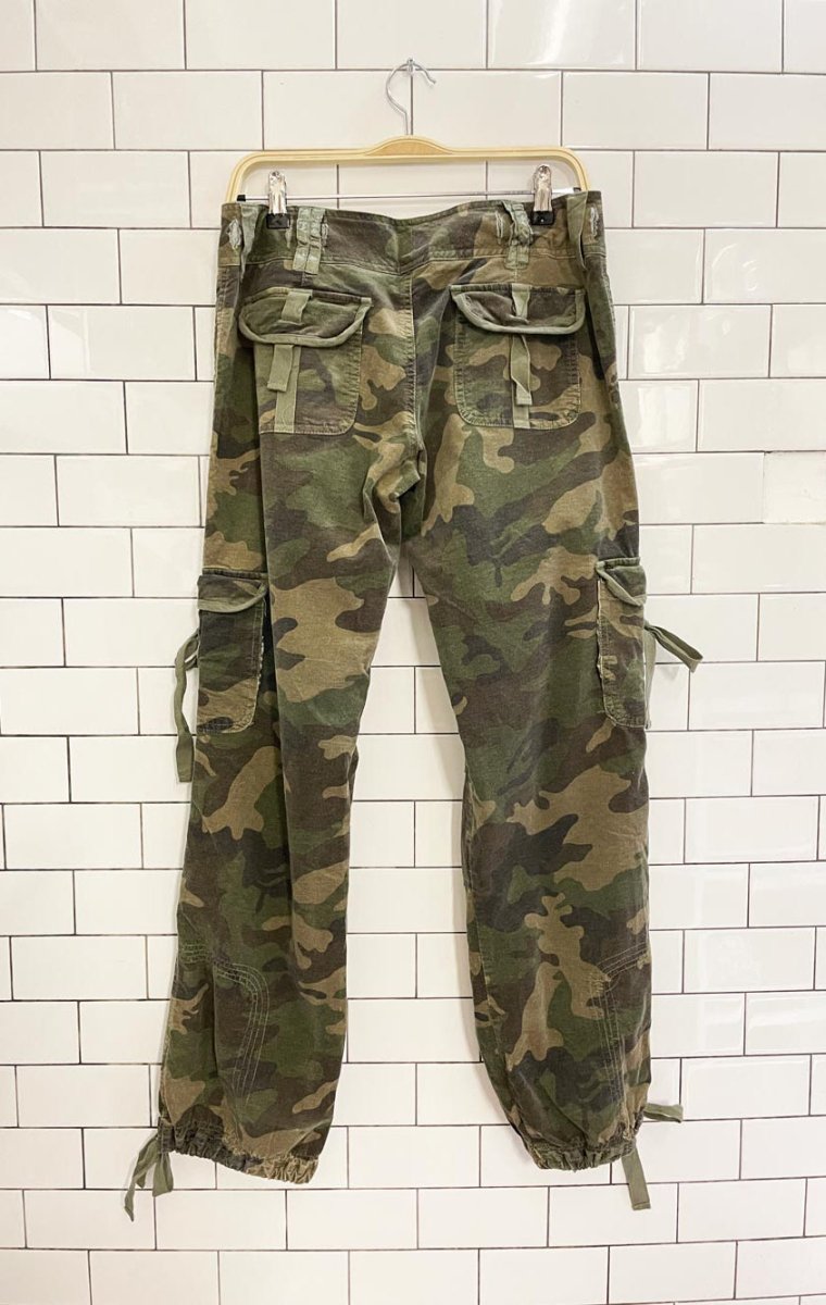y2k cello USA corduroy camo cargo parachute pant - good market thrift store