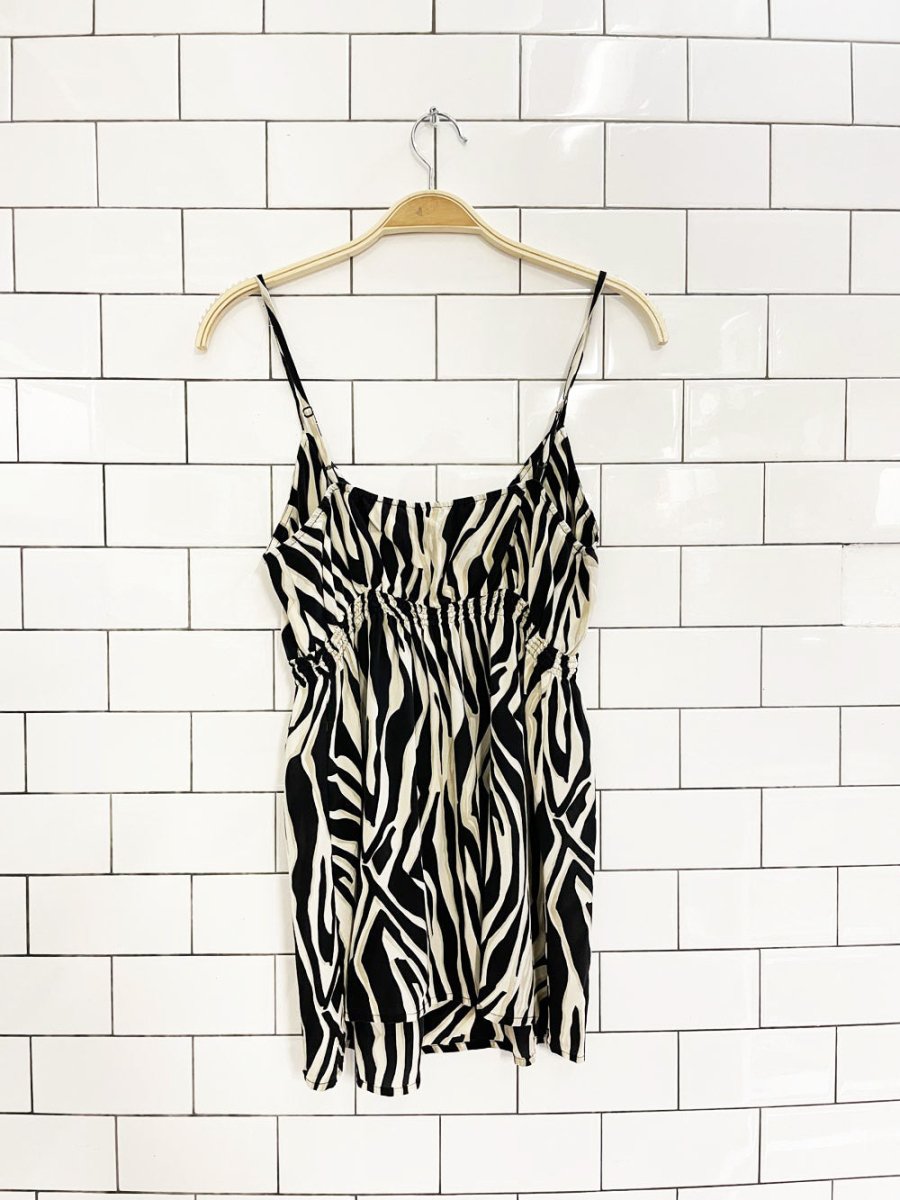y2k express 100% silk animal print babydoll tank - good market thrift store