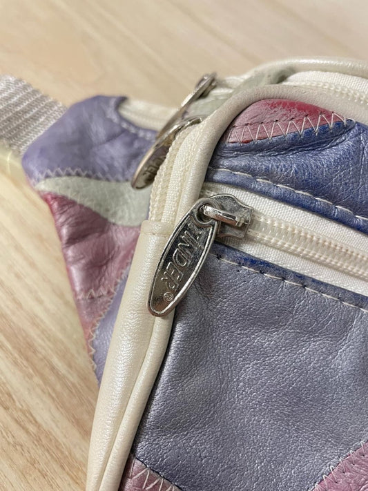 vintage 80s tinder metallic patchwork leather belt bag - good market thrift store