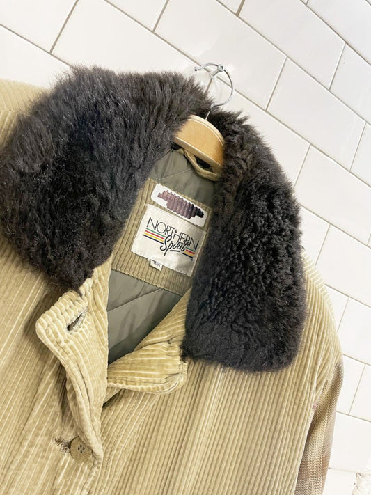 vintage 90s northern spirit plaid trim chunky cord barn coat - good market thrift store