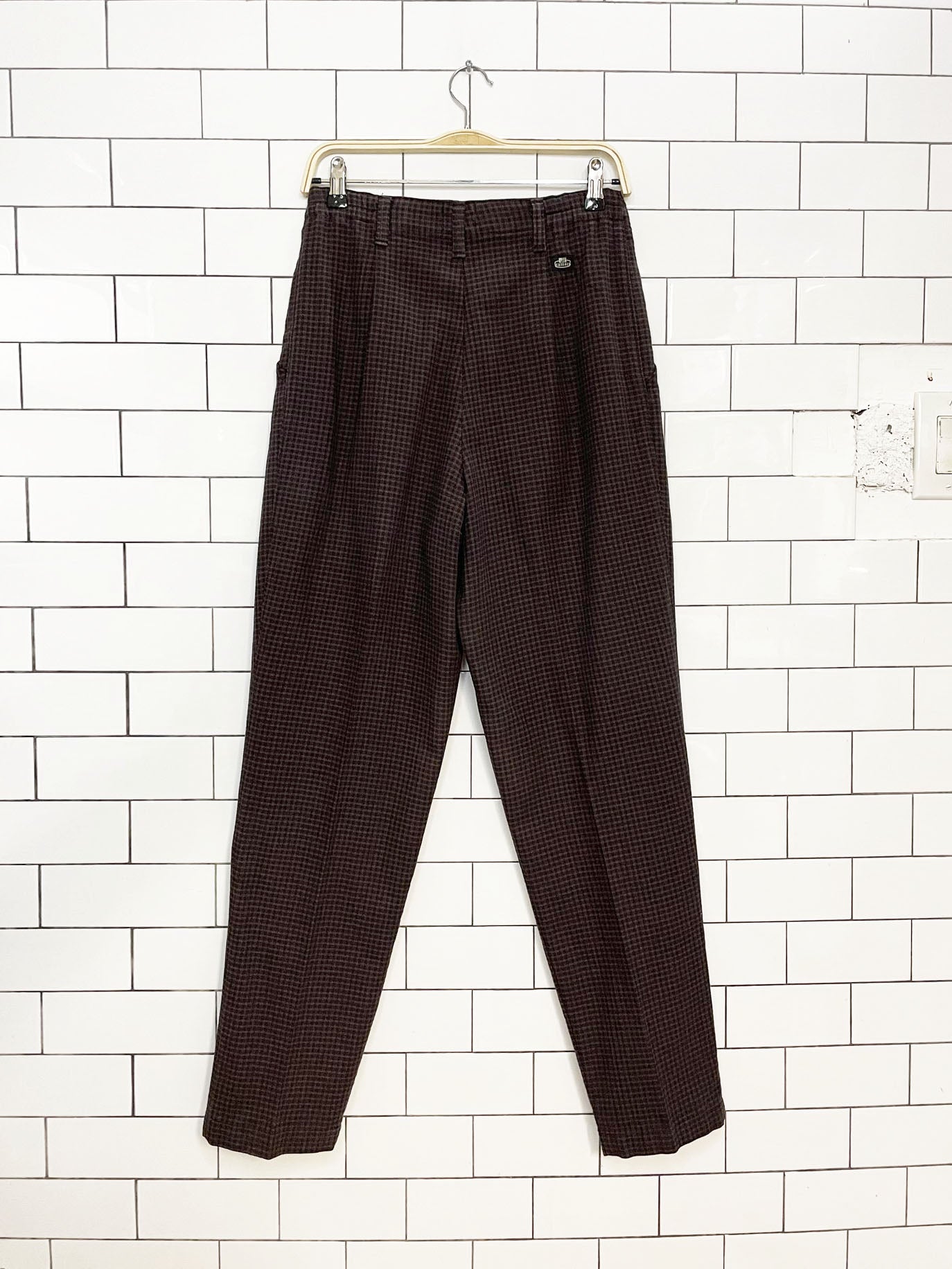 vintage lee casuals pleated houndstooth high rise pants