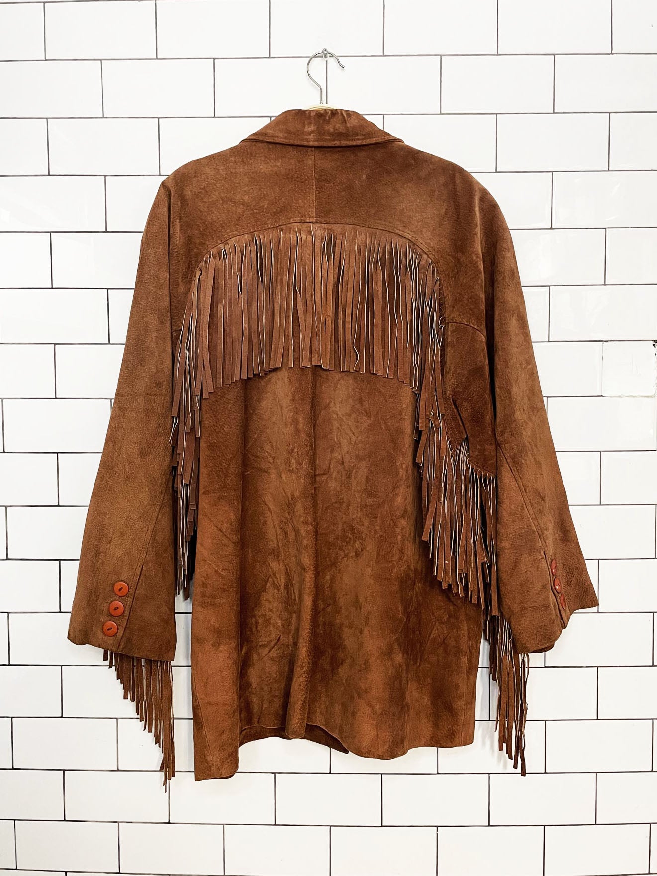 vintage 90s north county eaton suede western fringe jacket | leather