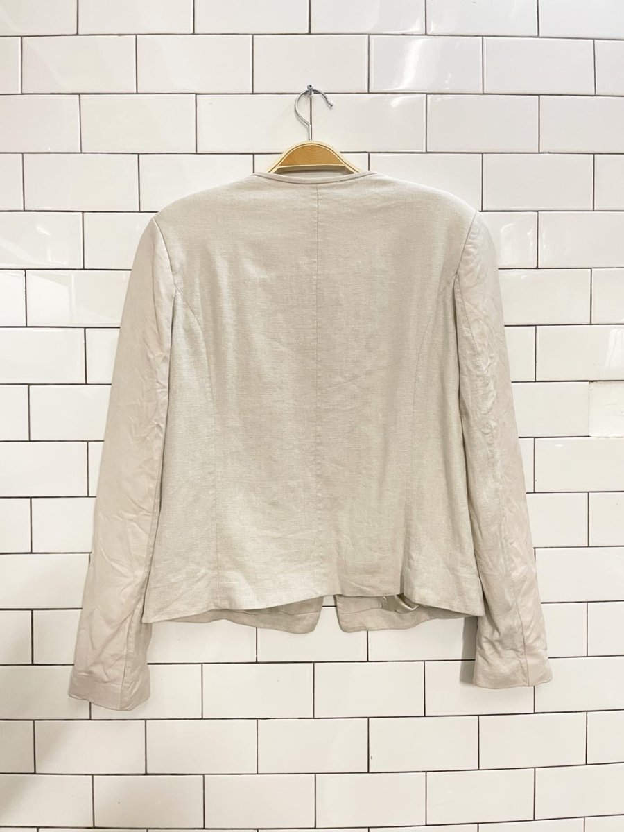 lamarque maude linen - blend butter leather jacket - good market thrift store