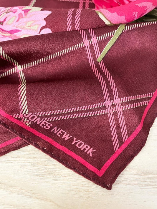 vintage jones new york silk hand - rolled edge rose scarf - good market thrift store