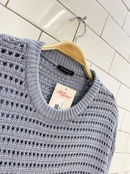 dynamite open crochet knit spring sweater - good market thrift store