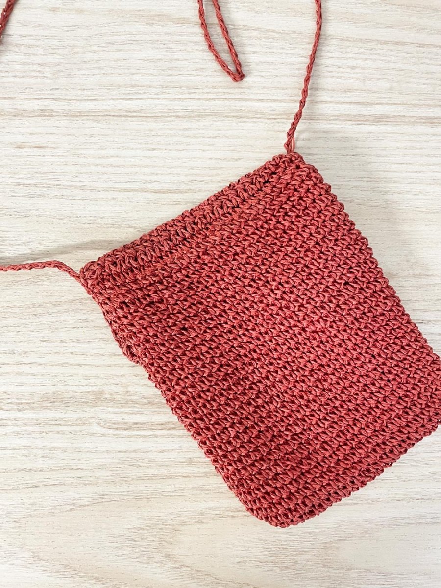 vintage straw crochet crossbody bag - good market thrift store