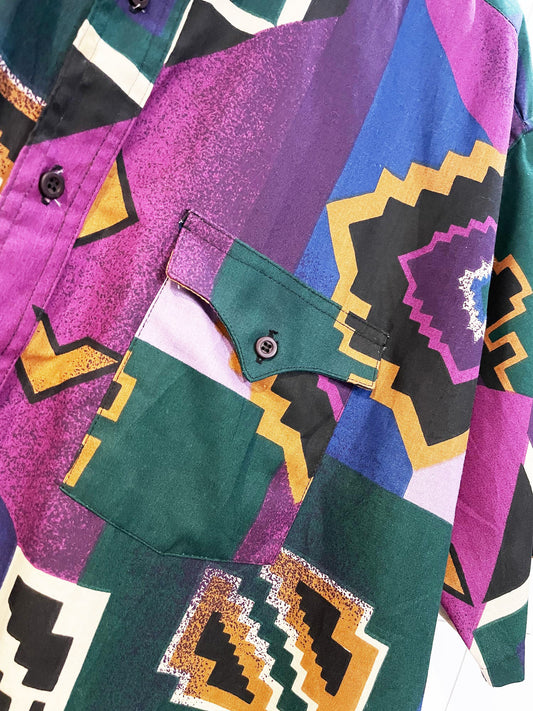 vintage outlaw western wear southwestern full button shirt