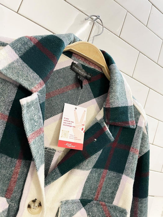 streetwear plaid flannel shirt jacket - good market thrift store