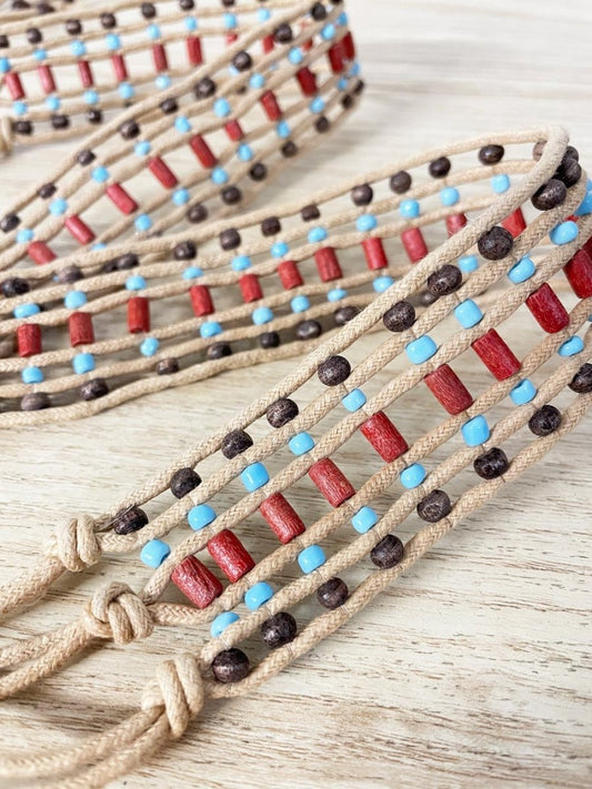 y2k boho beaded tie waist belt - good market thrift store