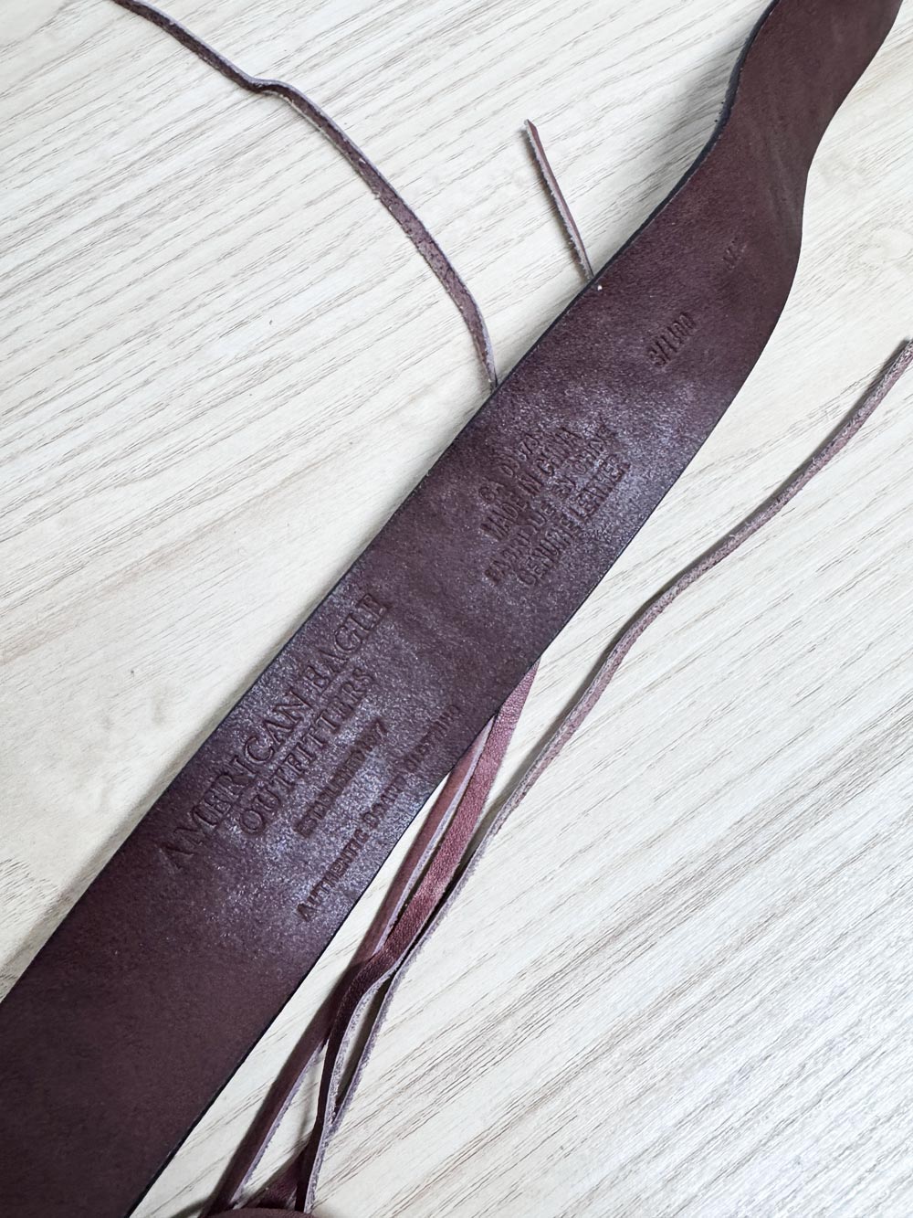 y2k american eagle leather embroidered tie waist belt