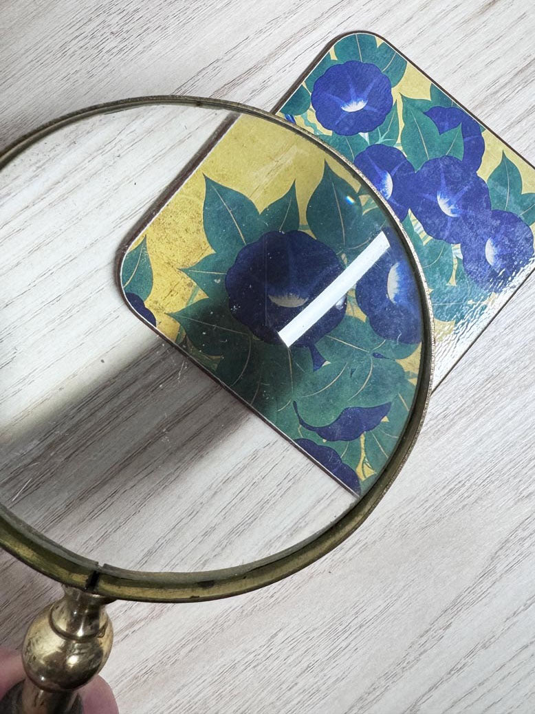 vintage brass + wood heavy magnifying glass