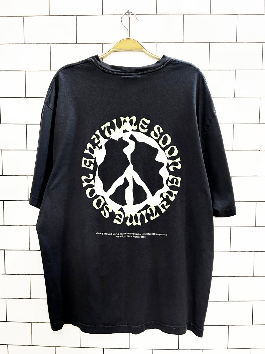 h&m peace anytime soon graphic tee - good market thrift store