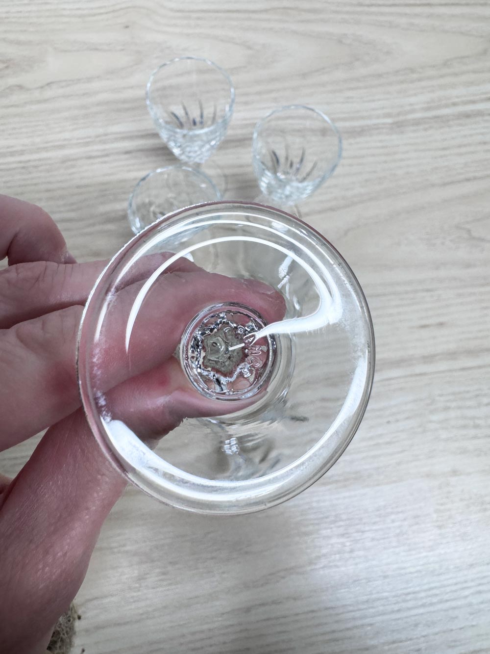 x6 vintage swirl crystal shot glasses | made in France