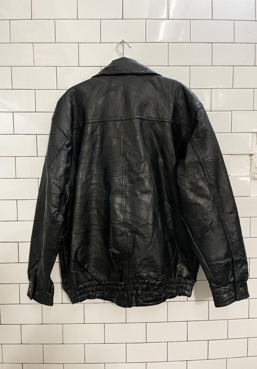 vintage roadpro patchwork leather bomber jacket - good market thrift store