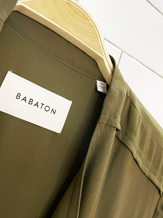babaton quincey belted open light trench | aritzia