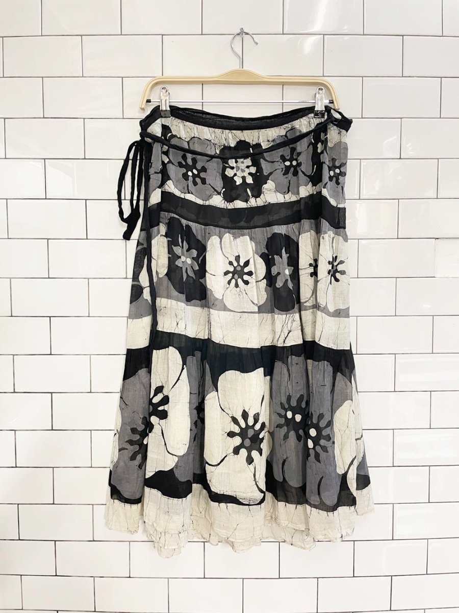 vintage 70s ramona rull wax dye floral wrap skirt - good market thrift store