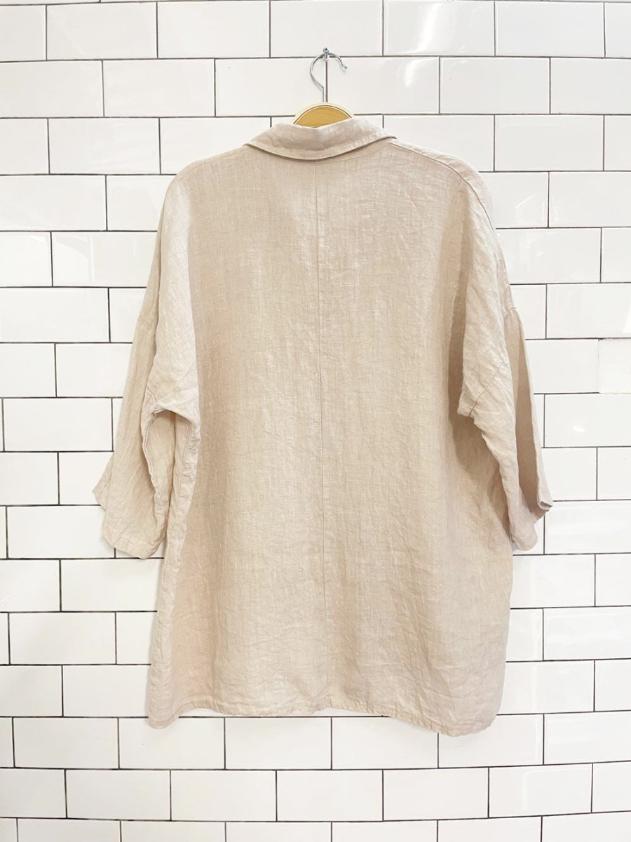 natural 100% linen oversized shirt - good market thrift store
