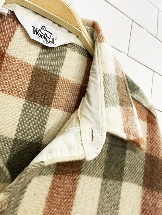 vintage 80s woolrich wool-blend oversized check shirt jacket | made in USA