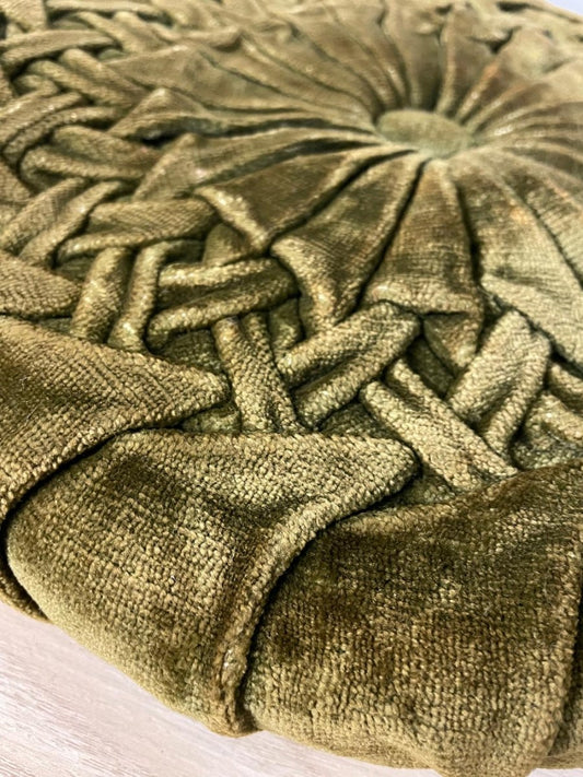 vintage 70s braided velvet seat/floor cusion - good market thrift store