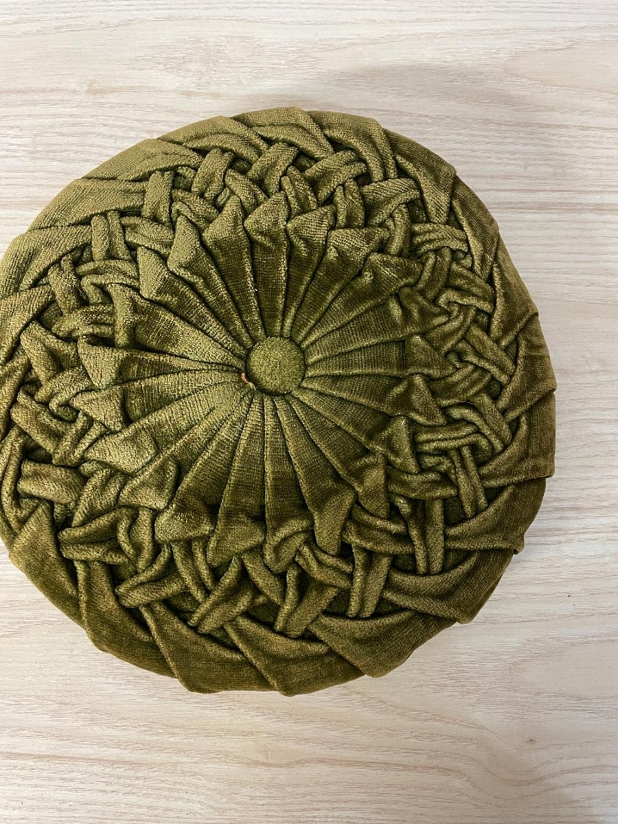 vintage 70s braided velvet seat/floor cusion - good market thrift store