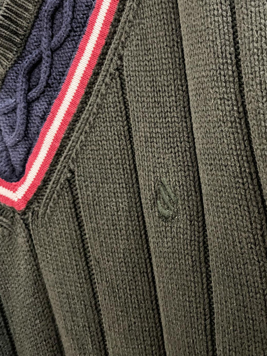 vintage 90s nautica cable knit v-neck tennis prep sweater