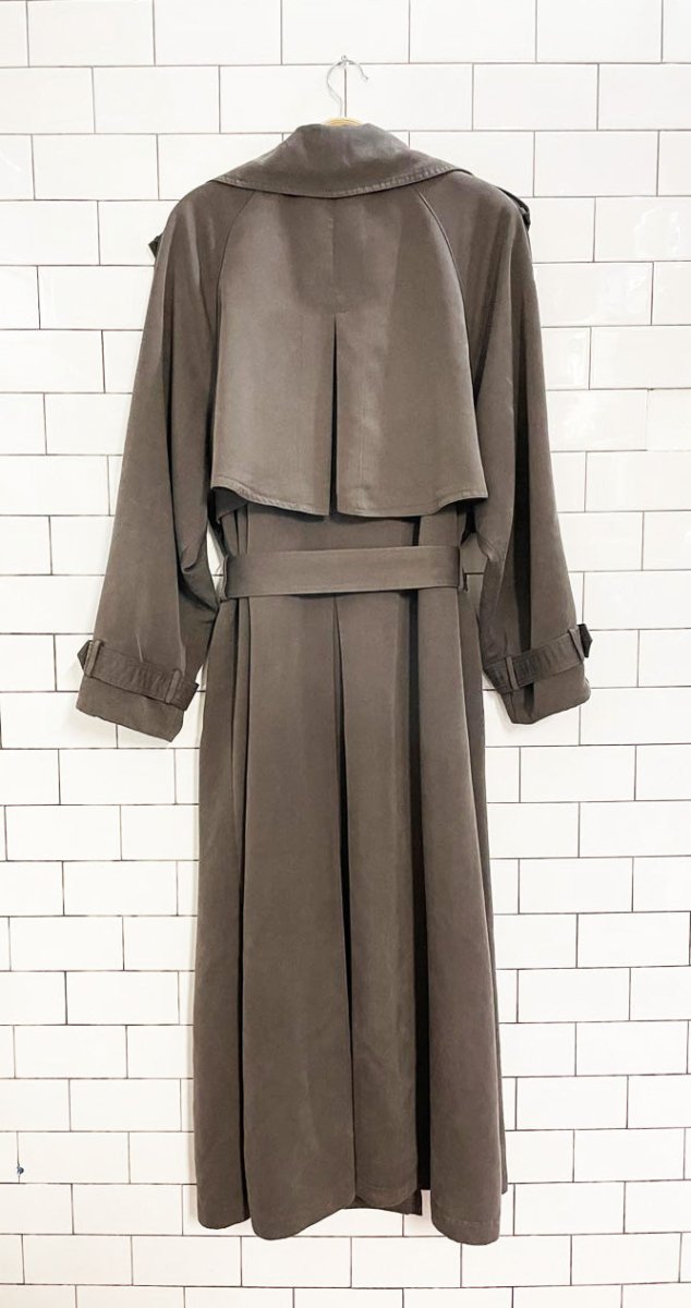 vintage 00s hilary radley soft touch cape back belted trench coat - good market thrift store