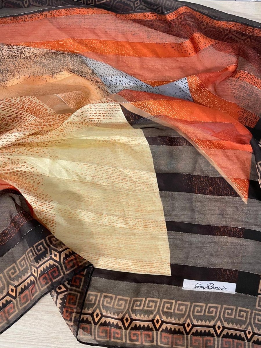 vintage 80s gina renoir metallic chiffon scarf - good market thrift store