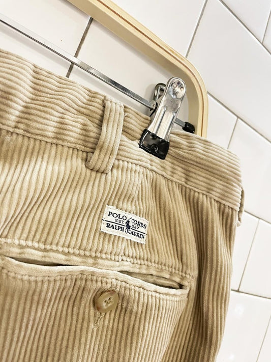 vintage 00s polo ralph lauren chunky cord pleated trouser - good market thrift store