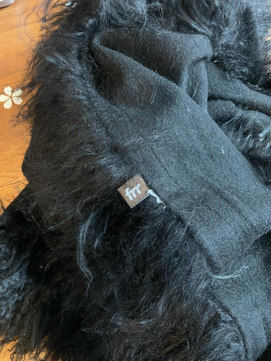 frr mongolian lamb trim blanket scarf shawl