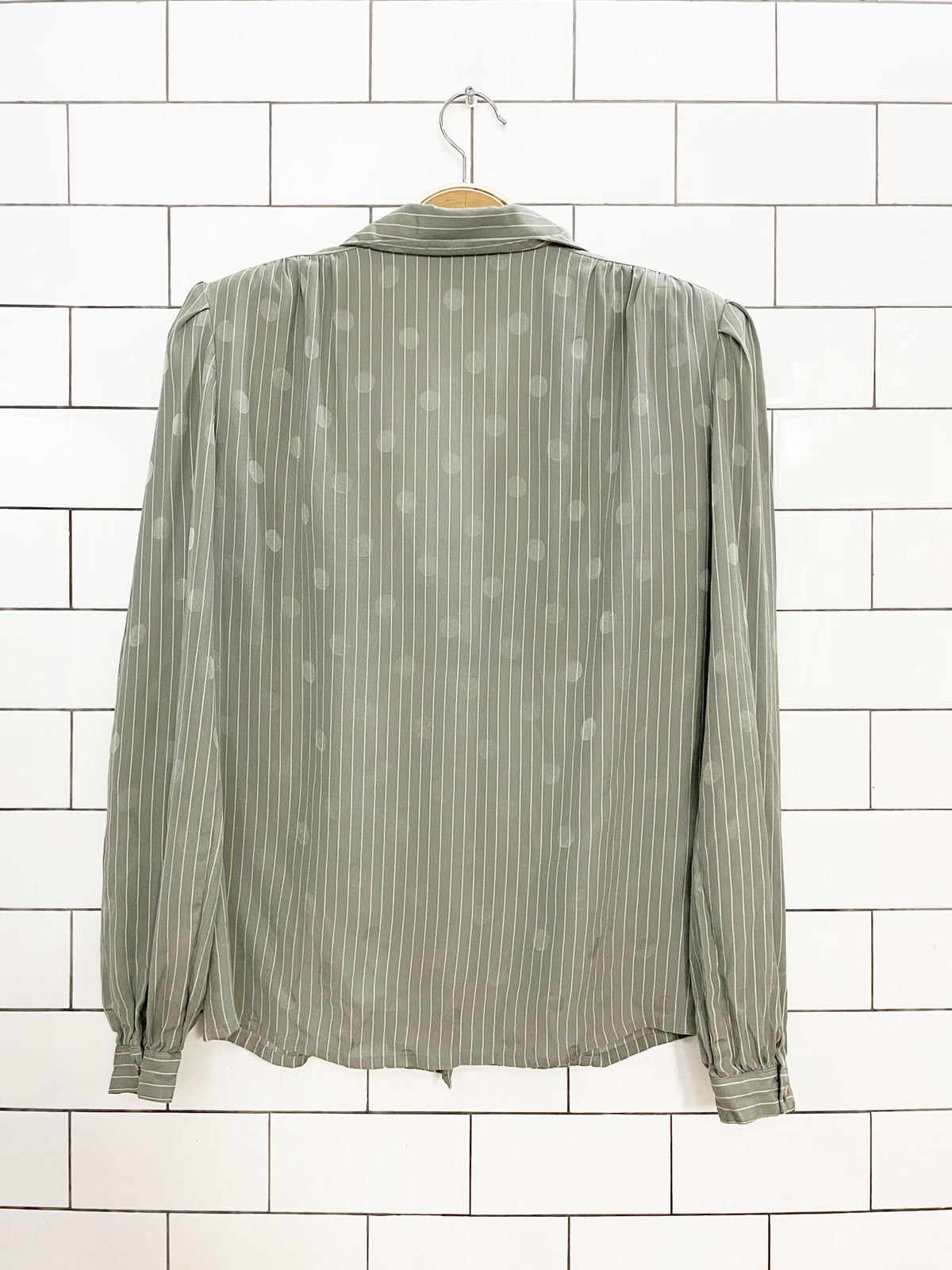 vintage ciao sport 100% silk double breasted stripe polka dot blouse | neiman marcus