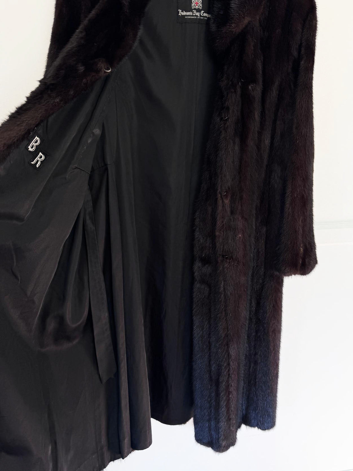 vintage 70s hudson's bay mink fur long coat