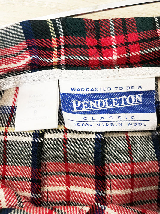 vintage 90s pendleton 100% wool plaid pleated midi skirt | made in usa