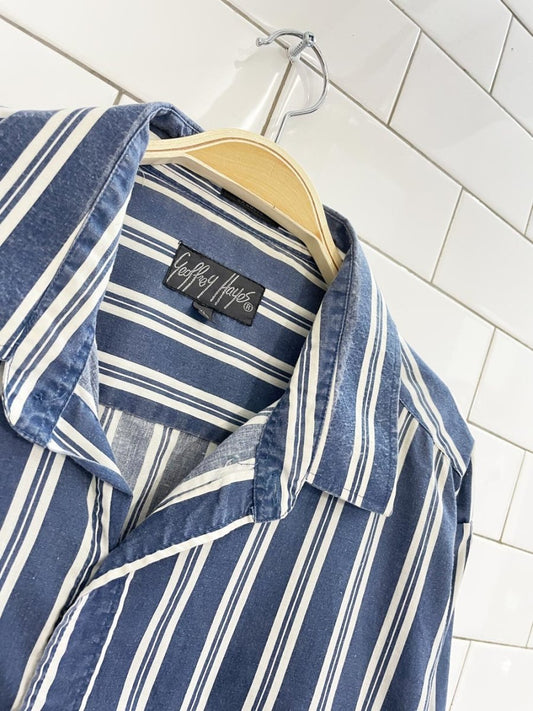 vintage 90s geoffrey hayes blue stripe shirt - good market thrift store