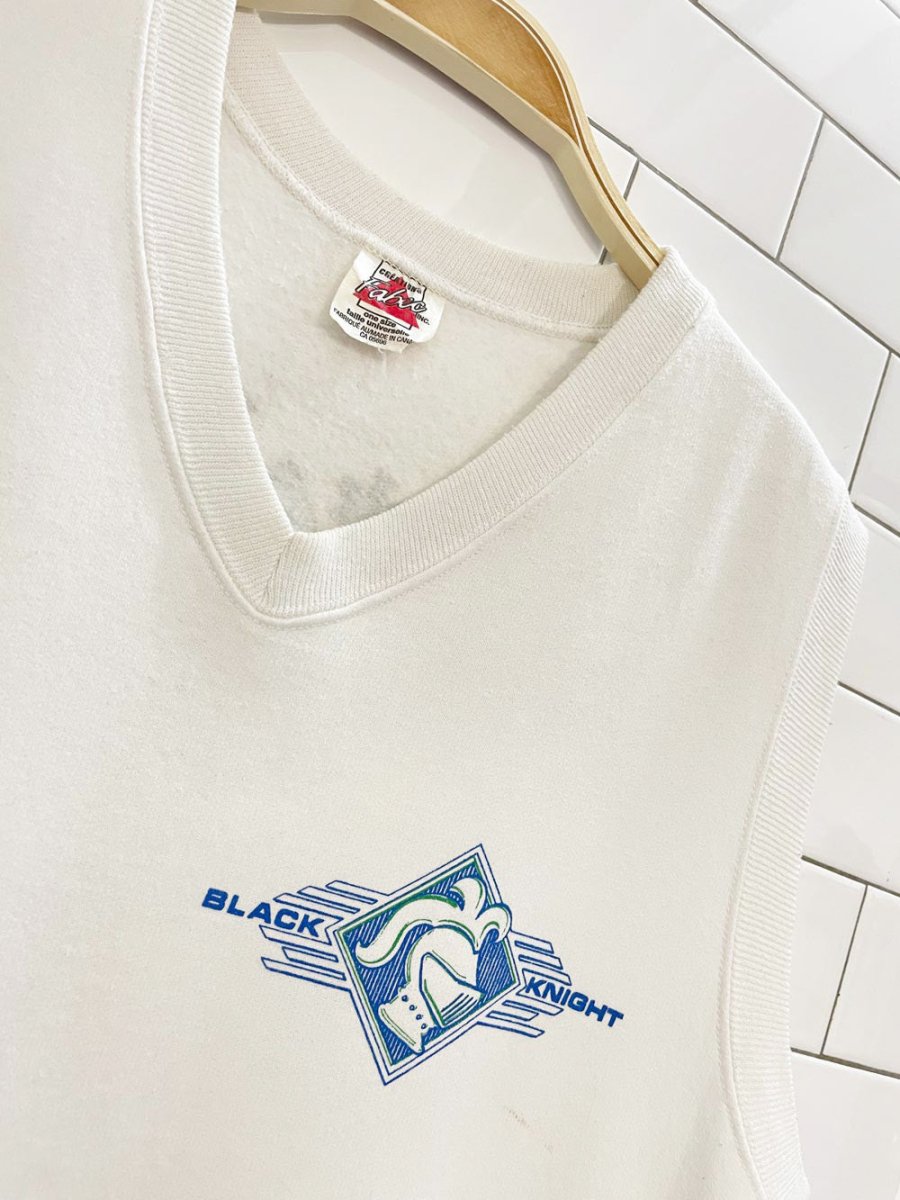 vintage 90s black knight sleeveless sweatshirt | fabec - good market thrift store