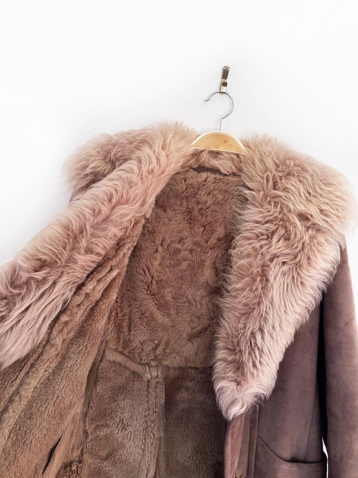 vintage shearling coat with plush collar | sheepskin fur
