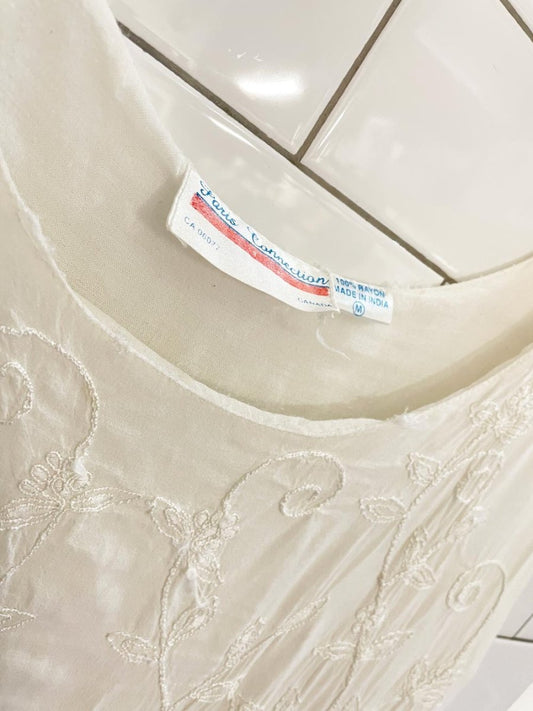 vintage paris connection boho embroidered flowy midi dress | made in india - good market thrift store