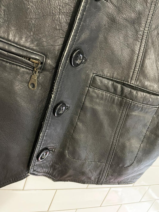 vintage 90s asl soft leather biker vest | vera pelle italy - good market thrift store