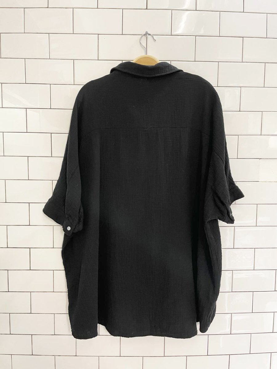 black oversized gauze cotton shirt - good market thrift store