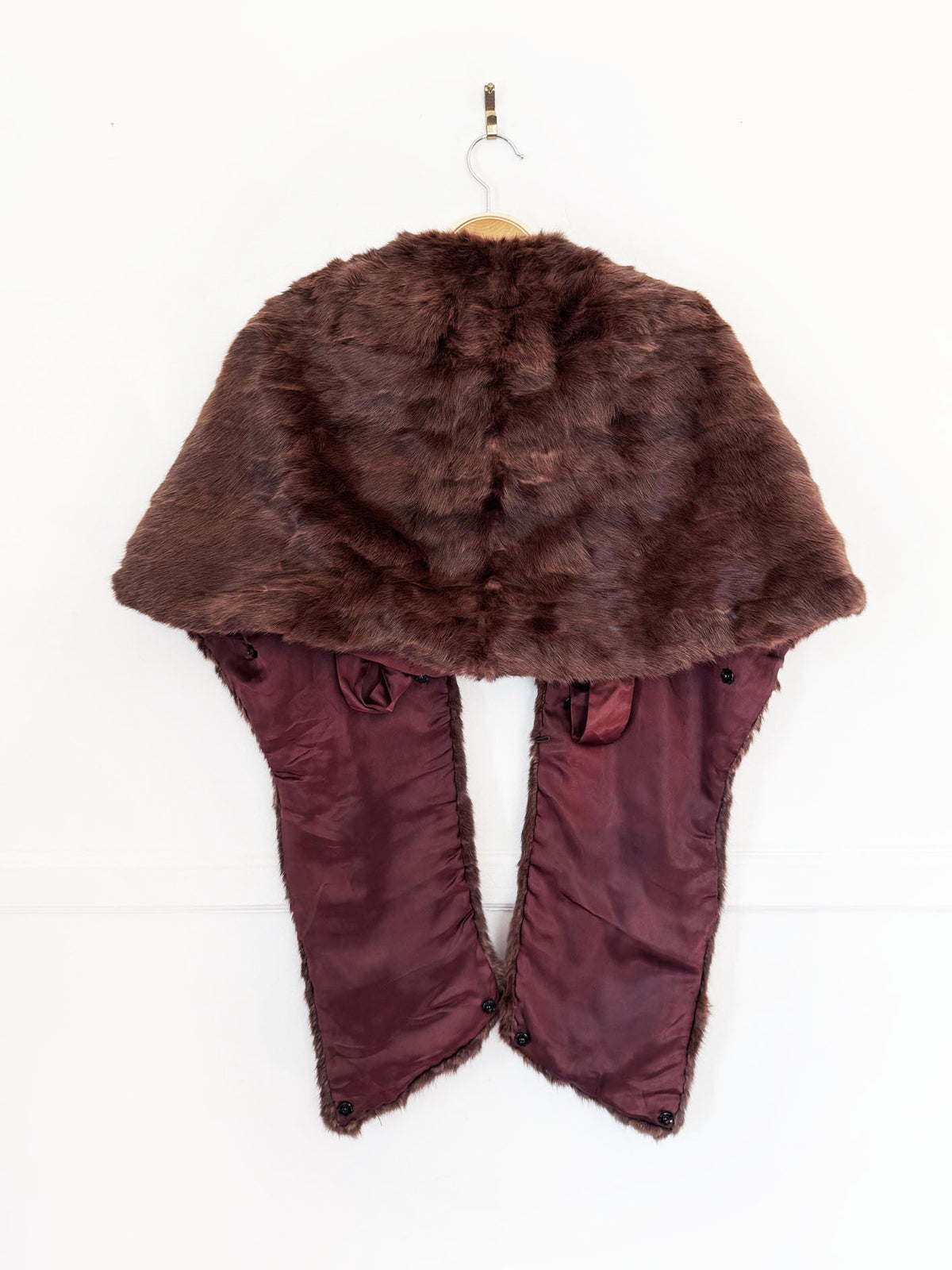 vintage 70s morgan & co muskrat fur stole cape